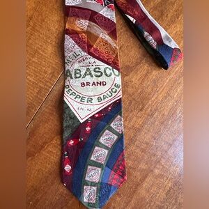 Vintage Tabasco Brand Novelty Tie – All-Over Pepper Sauce Print – 100% Silk